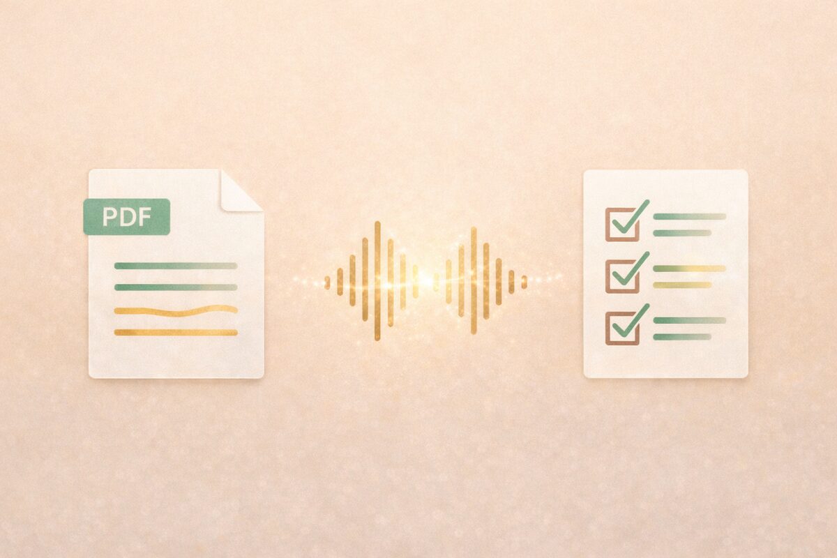 Drei Produktelemente, Selbsttest, Audio-Übung und PDF-Anleitung