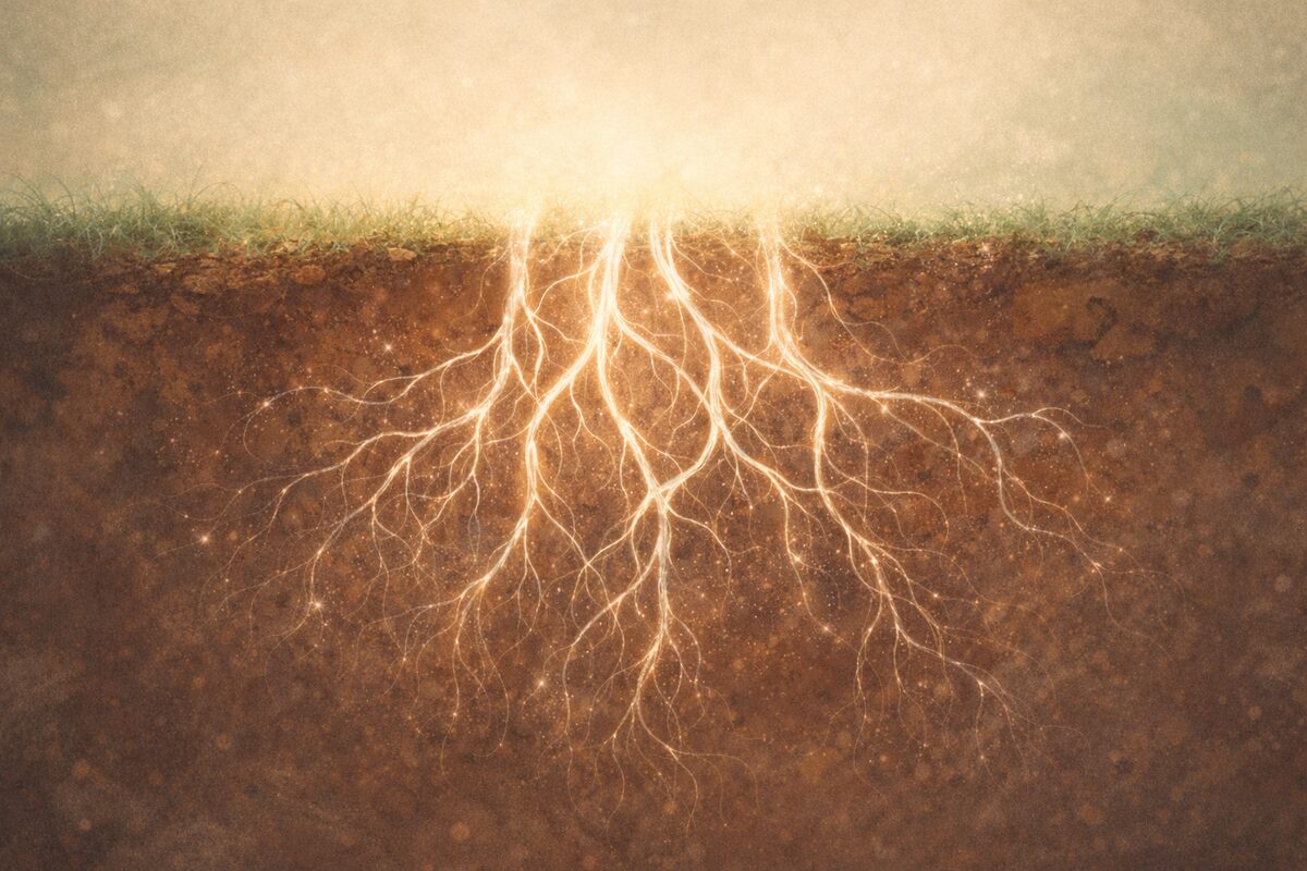 Verwobene Lichtwurzeln in der Erde, warum energetische Bindungen so tief wirken